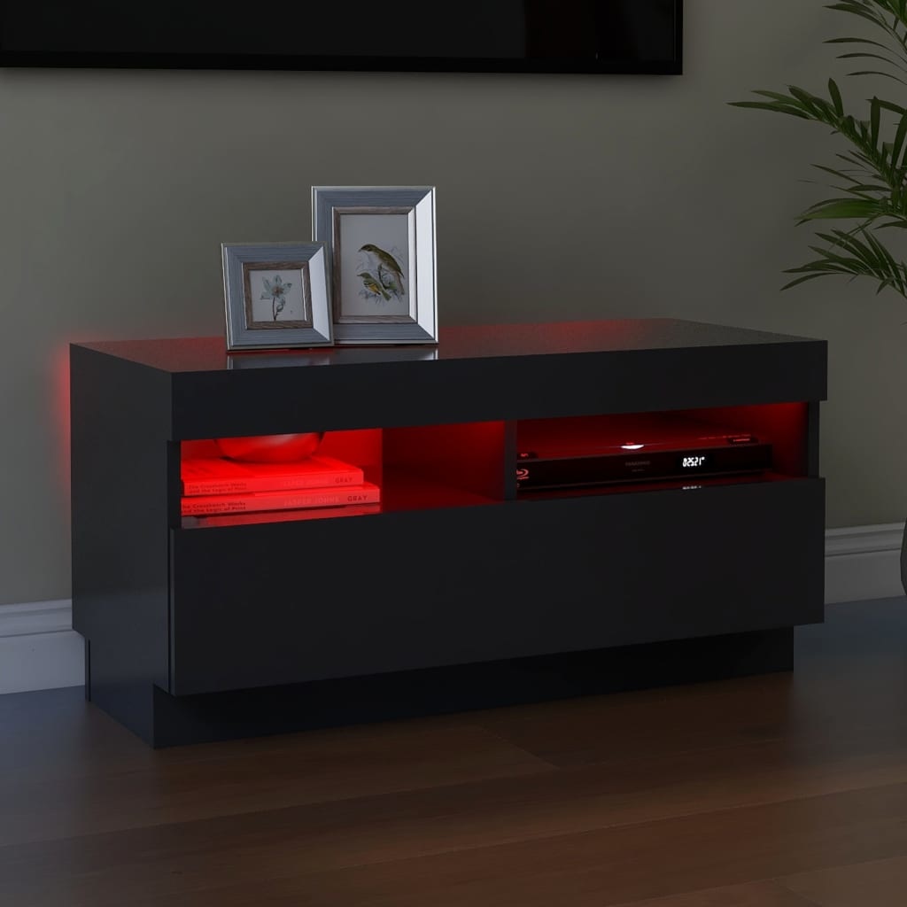Tv-meubel met LED-verlichting 80x35x40 cm grijs