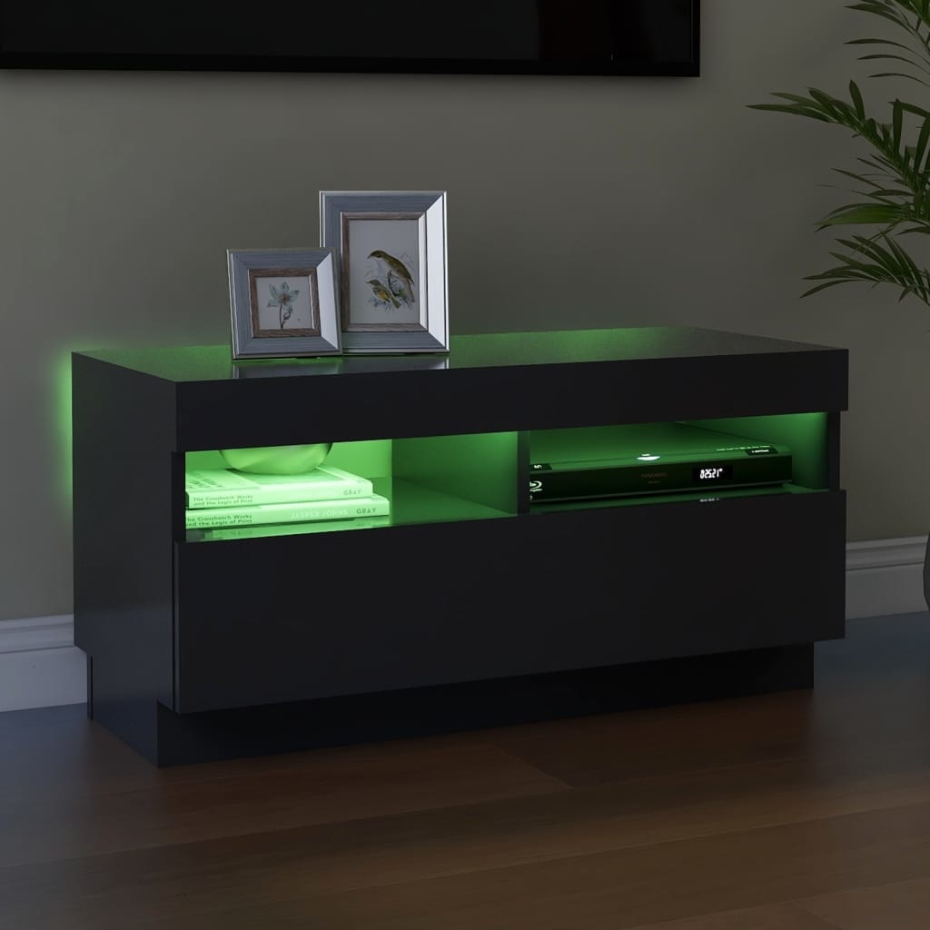 Tv-meubel met LED-verlichting 80x35x40 cm grijs