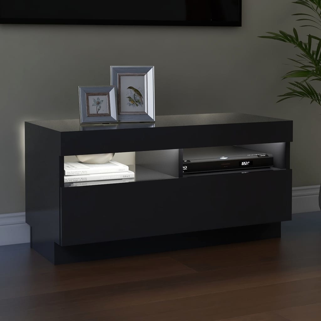 Tv-meubel met LED-verlichting 80x35x40 cm grijs
