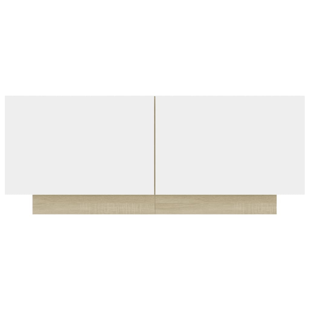 Tv-meubel 100x35x30 cm spaanplaat wit en sonoma eikenkleurig