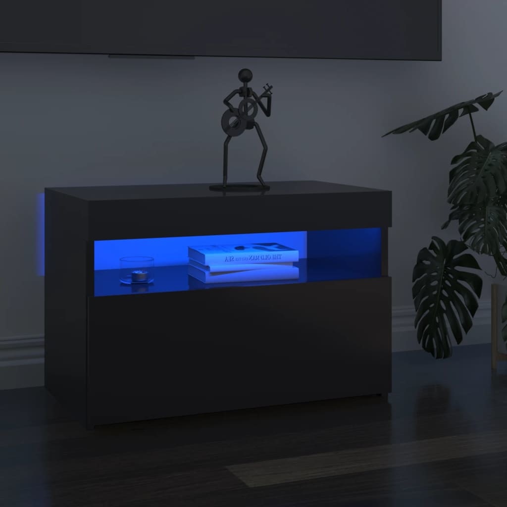 Tv-meubel met LED-verlichting 60x35x40 cm hoogglans grijs