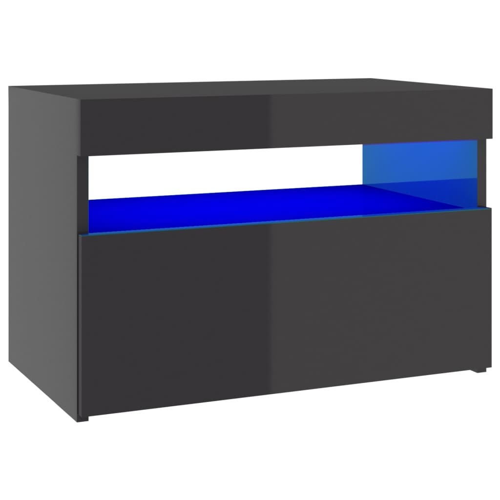 Tv-meubel met LED-verlichting 60x35x40 cm hoogglans grijs