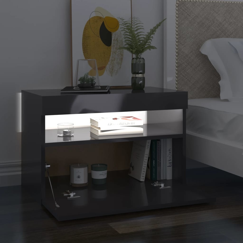 Tv-meubel met LED-verlichting 60x35x40 cm hoogglans grijs