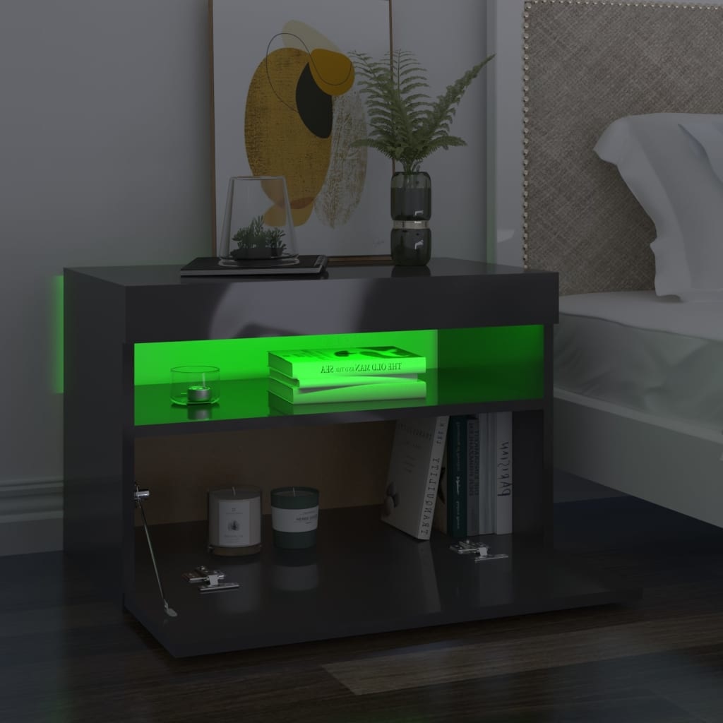 Tv-meubel met LED-verlichting 60x35x40 cm hoogglans grijs