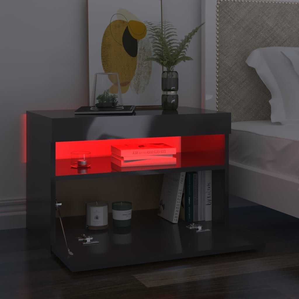 Tv-meubel met LED-verlichting 60x35x40 cm hoogglans grijs