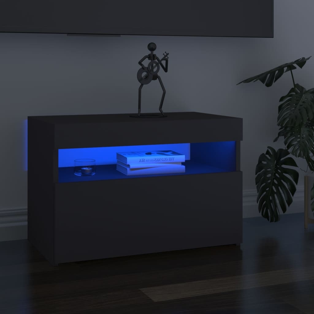 Tv-meubelen 2 st met LED-verlichting 60x35x40 cm grijs