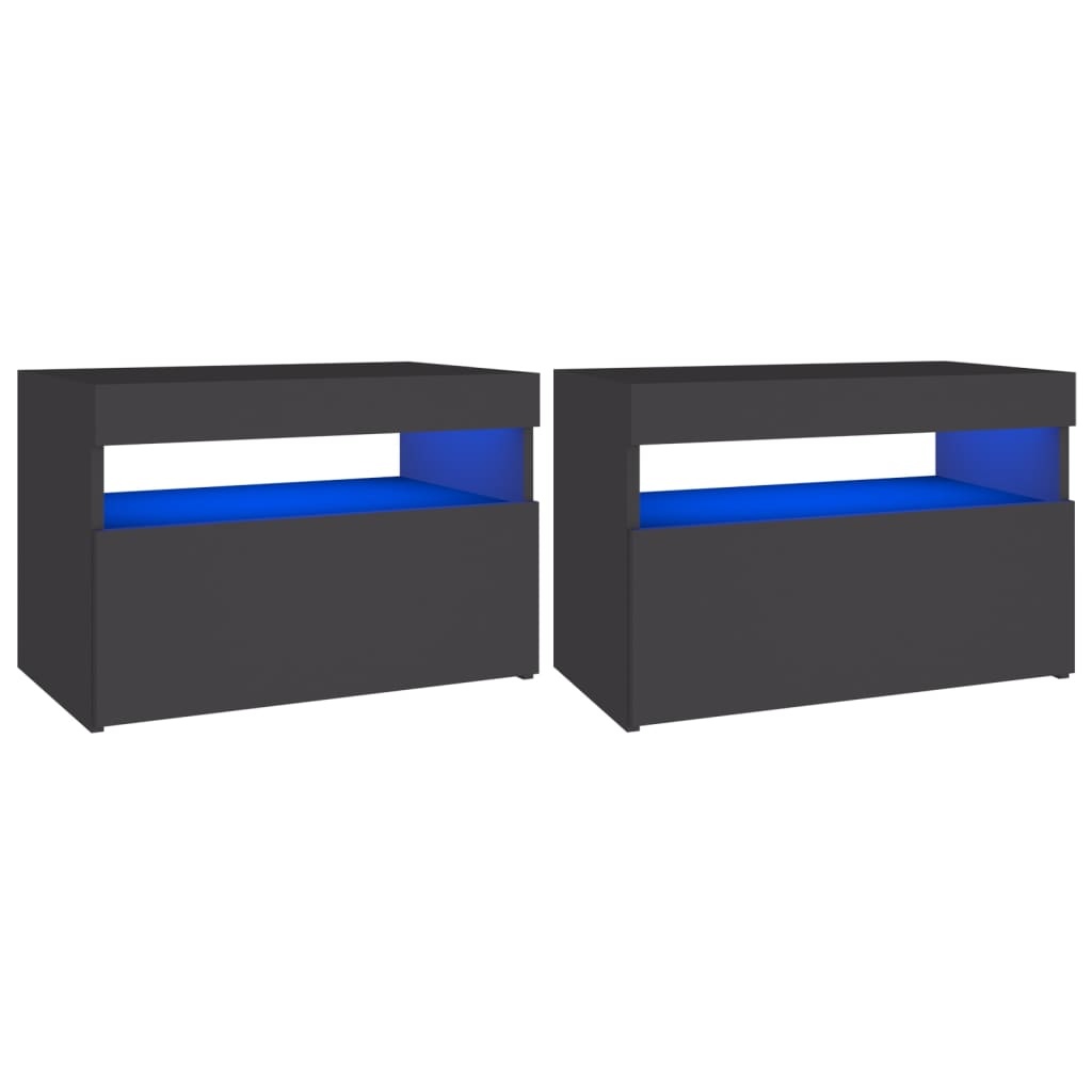 Tv-meubelen 2 st met LED-verlichting 60x35x40 cm grijs