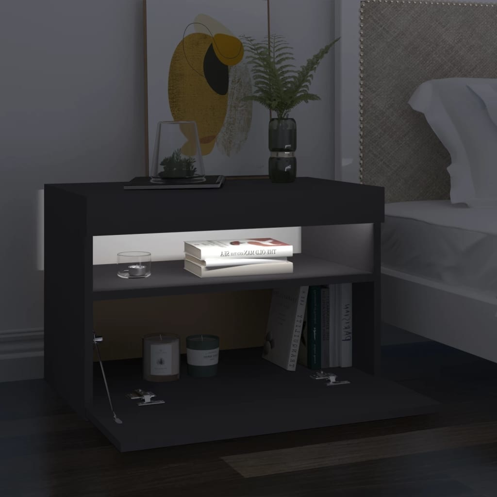 Tv-meubel met LED-verlichting 60x35x40 cm grijs