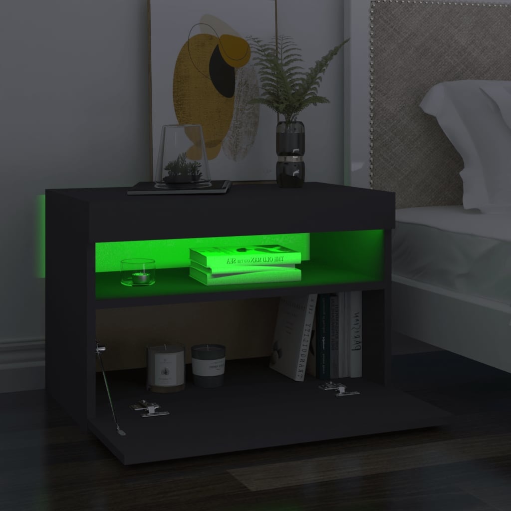 Tv-meubel met LED-verlichting 60x35x40 cm grijs