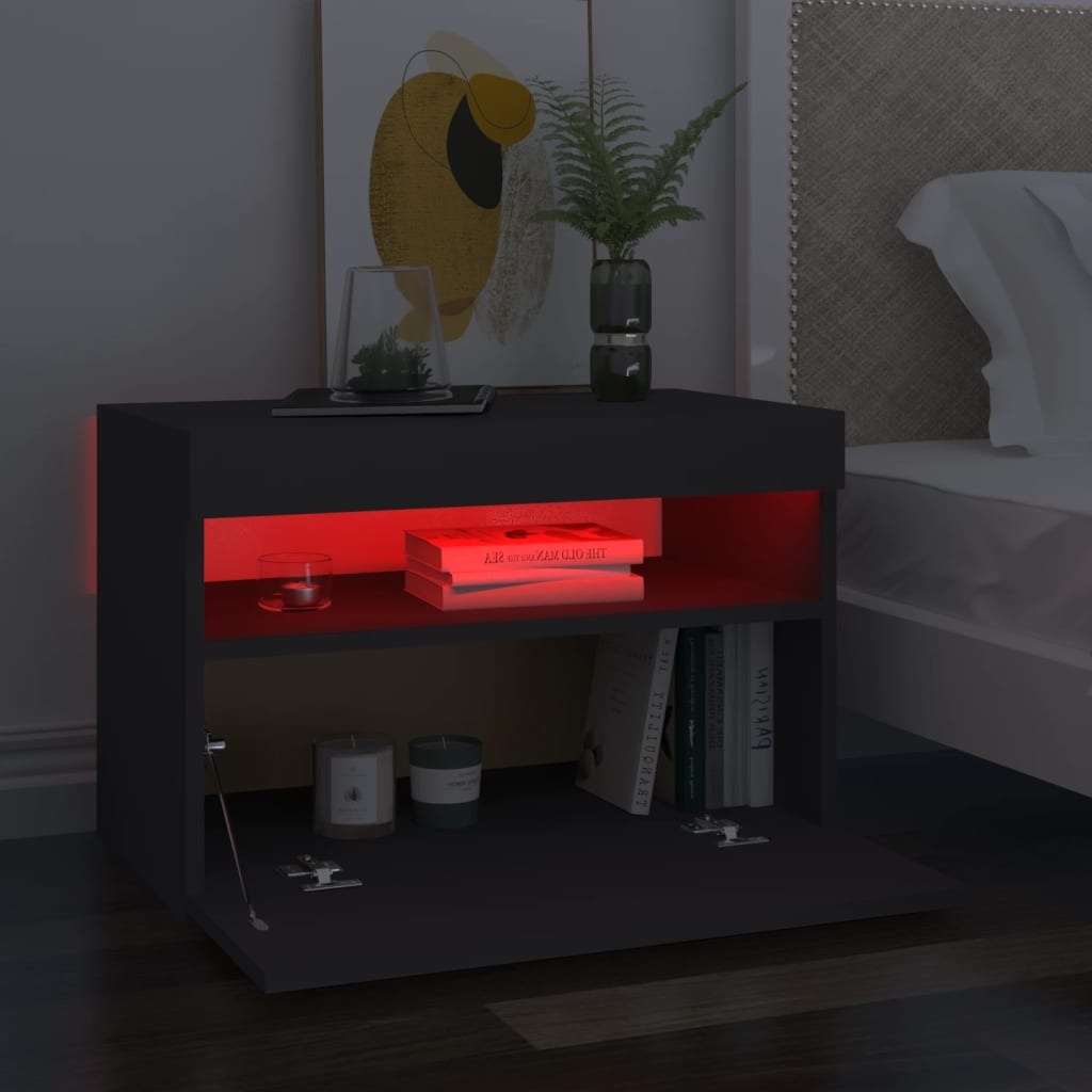 Tv-meubel met LED-verlichting 60x35x40 cm grijs