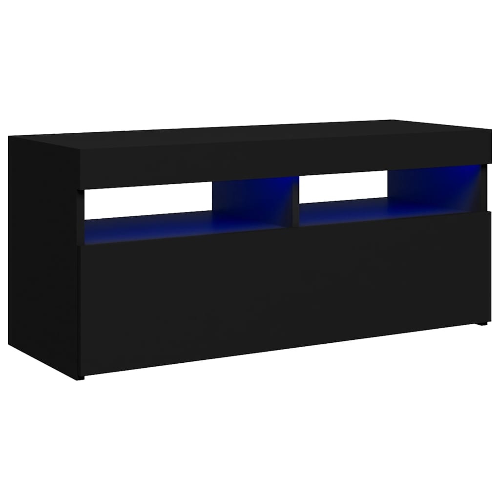 Tv-meubel met LED-verlichting 90x35x40 cm zwart