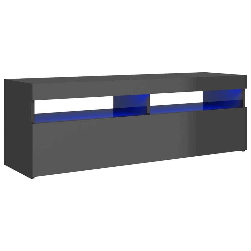 Tv-meubel met LED-verlichting 120x35x40 cm hoogglans grijs