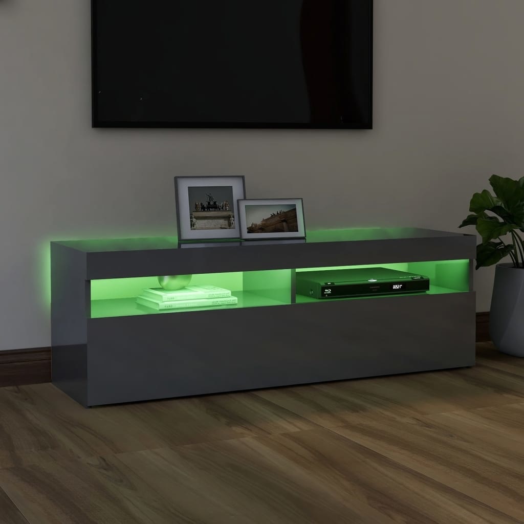 Tv-meubel met LED-verlichting 120x35x40 cm hoogglans grijs