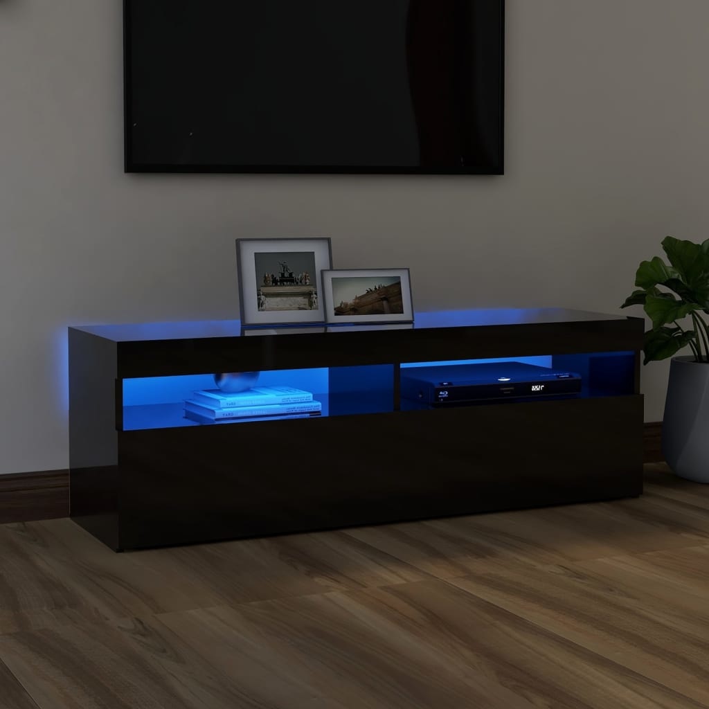 Tv-meubel met LED-verlichting 120x35x40 cm hoogglans zwart