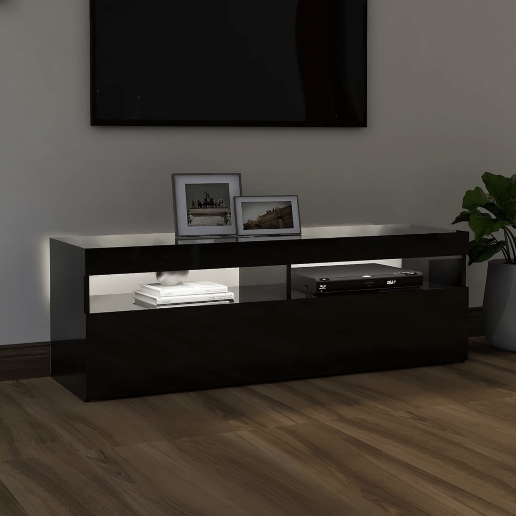 Tv-meubel met LED-verlichting 120x35x40 cm hoogglans zwart