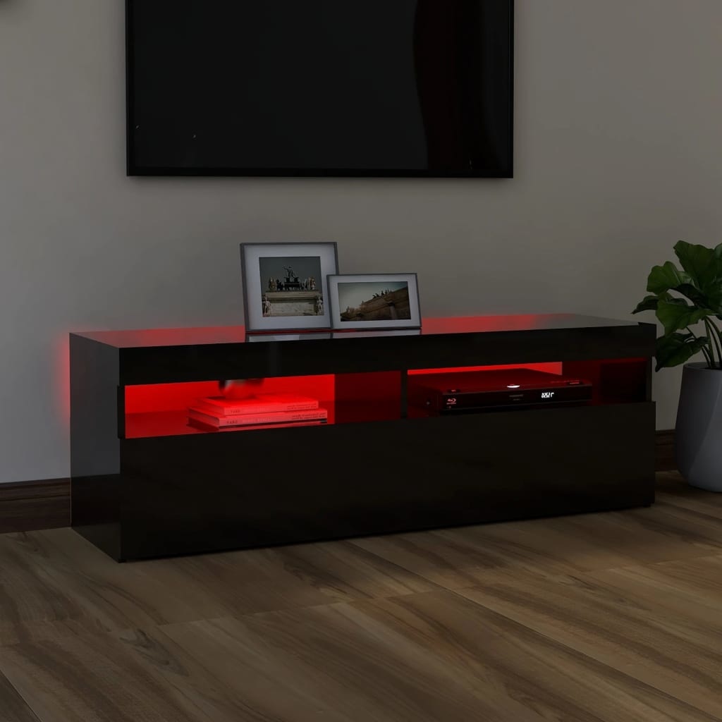 Tv-meubel met LED-verlichting 120x35x40 cm hoogglans zwart