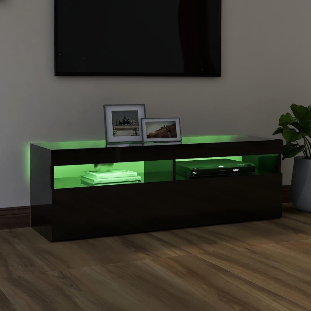 Tv-meubel met LED-verlichting 120x35x40 cm hoogglans zwart