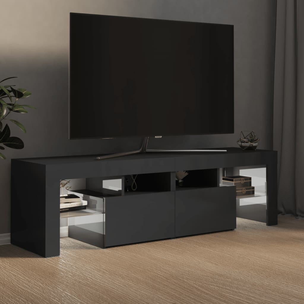 Tv-meubel met LED-verlichting 140x36,5x40 cm hoogglans grijs
