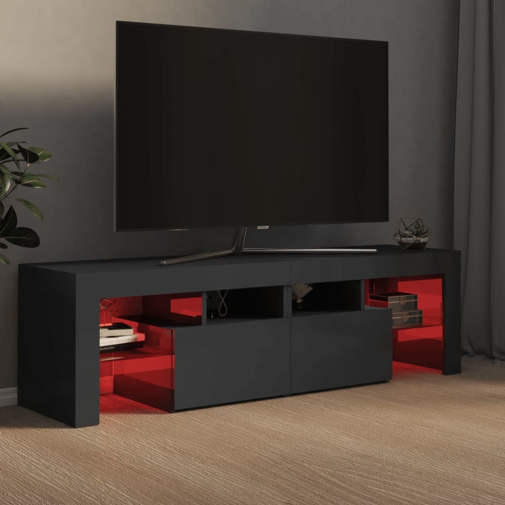 Tv-meubel met LED-verlichting 140x36,5x40 cm hoogglans grijs