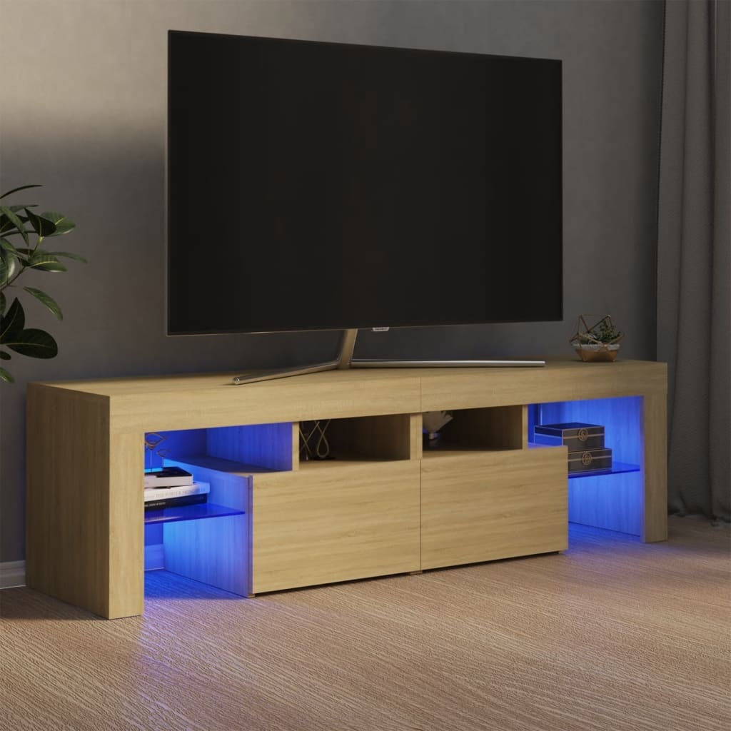 Tv-meubel met LED-verlichting 140x36,5x40 cm sonoma eikenkleur