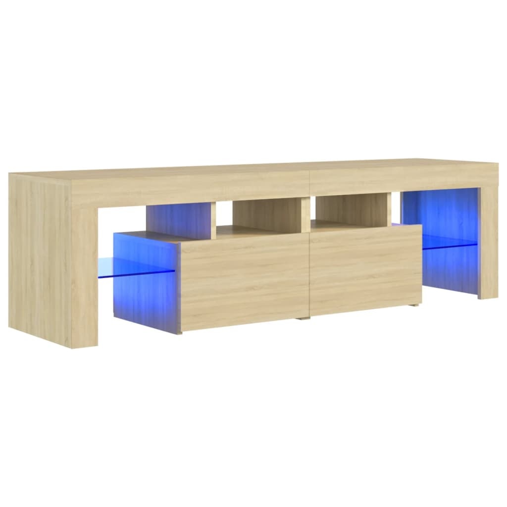 Tv-meubel met LED-verlichting 140x36,5x40 cm sonoma eikenkleur