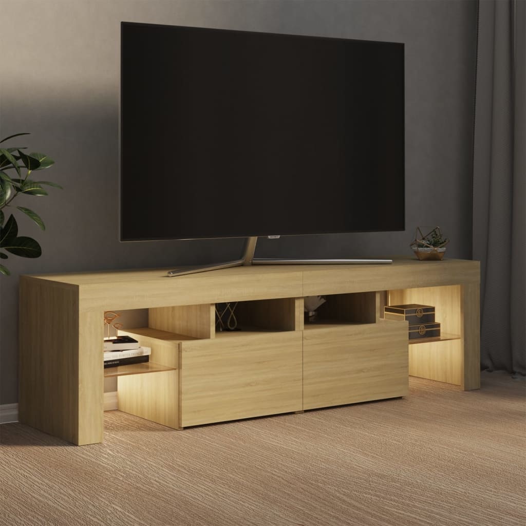 Tv-meubel met LED-verlichting 140x36,5x40 cm sonoma eikenkleur
