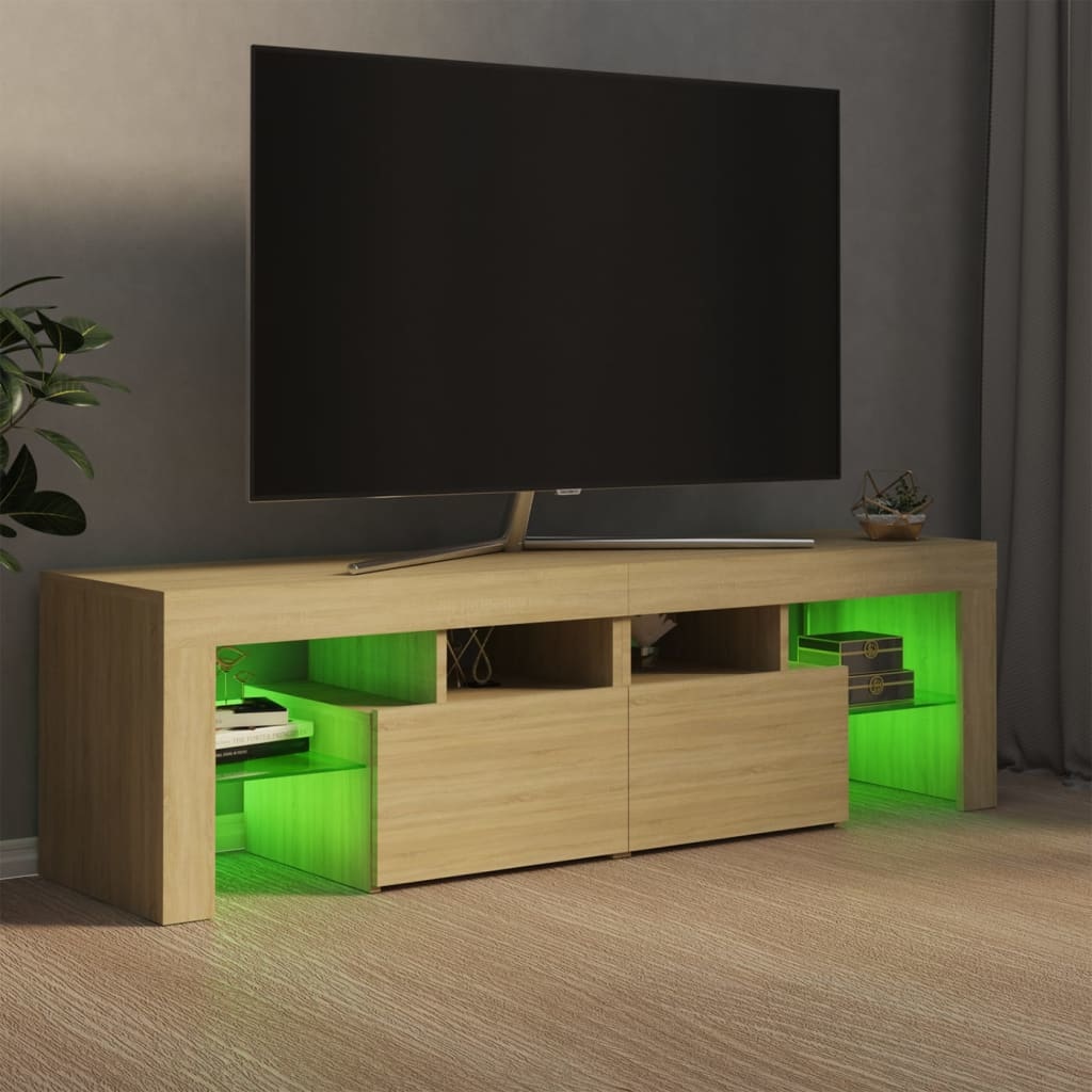 Tv-meubel met LED-verlichting 140x36,5x40 cm sonoma eikenkleur