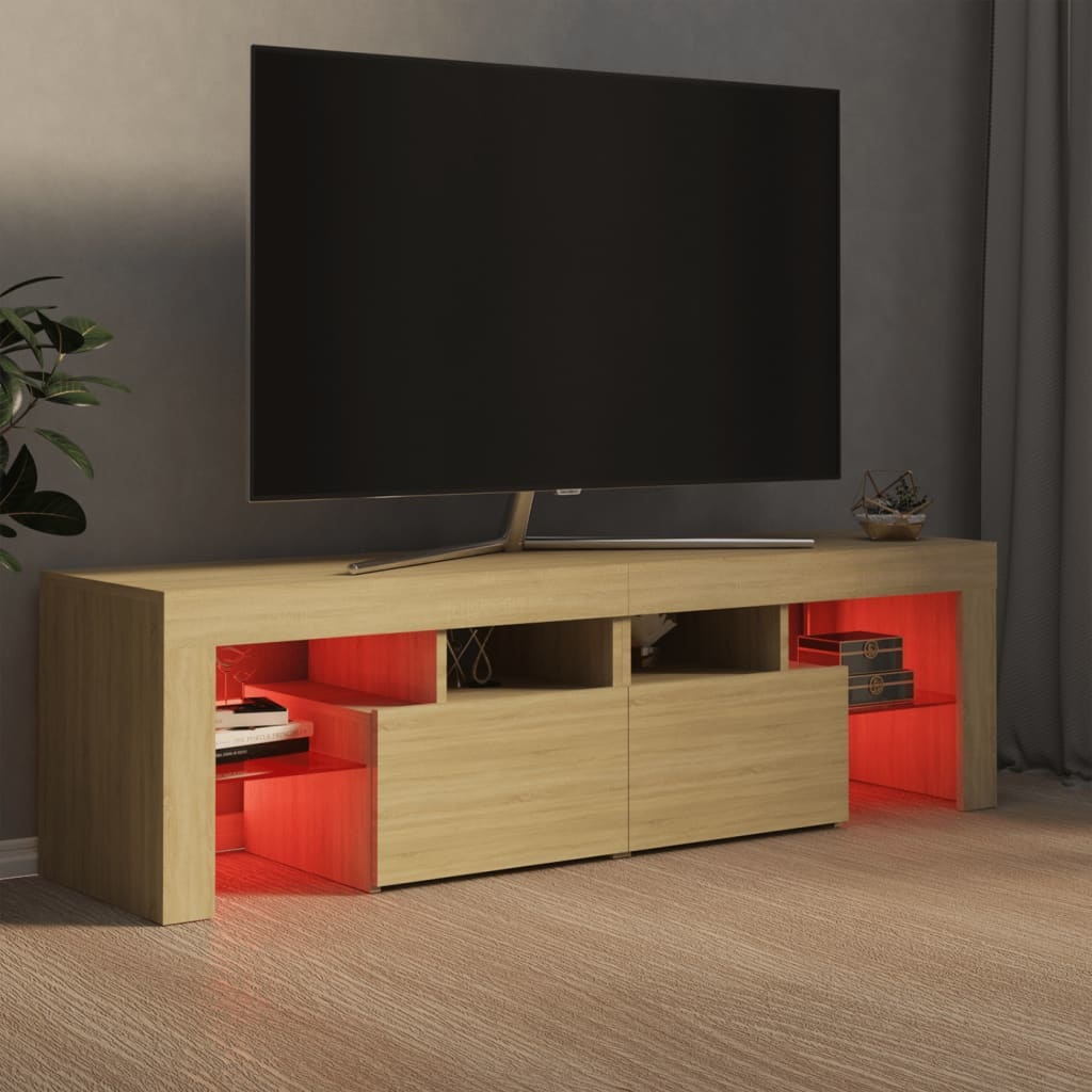 Tv-meubel met LED-verlichting 140x36,5x40 cm sonoma eikenkleur