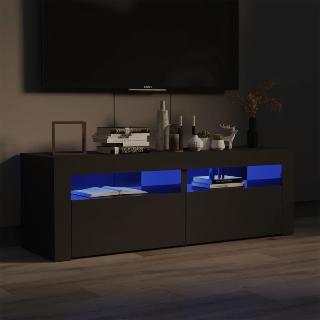 Tv-meubel met LED-verlichting 120x35x40 cm hoogglans grijs