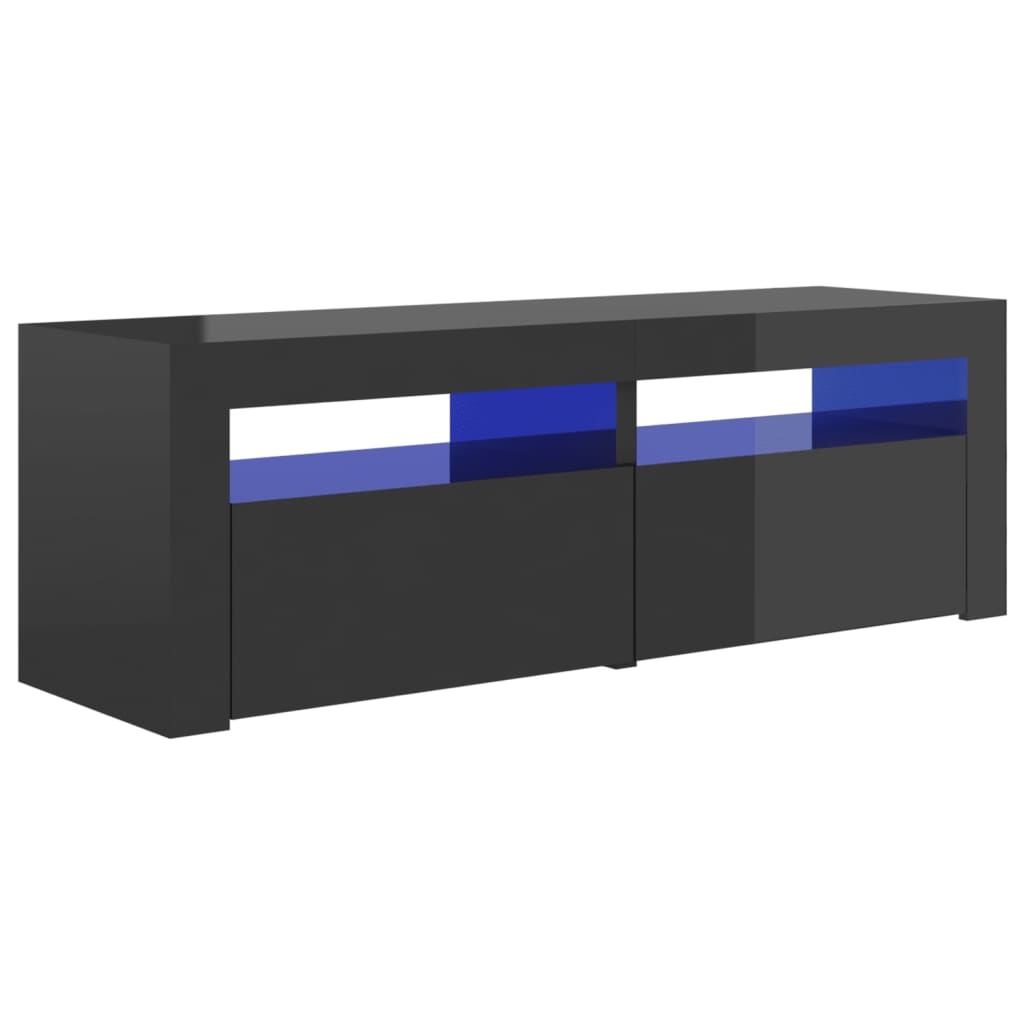 Tv-meubel met LED-verlichting 120x35x40 cm hoogglans grijs