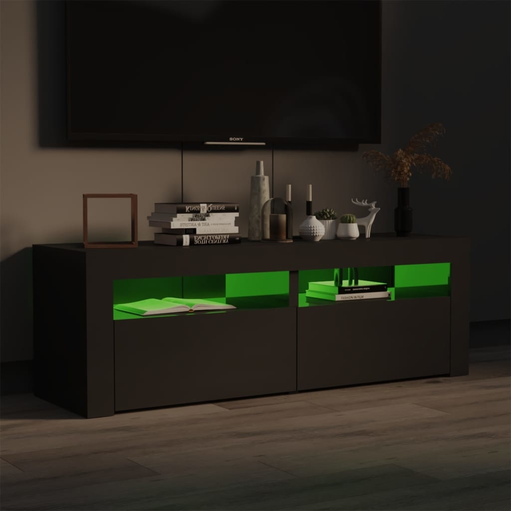 Tv-meubel met LED-verlichting 120x35x40 cm hoogglans grijs