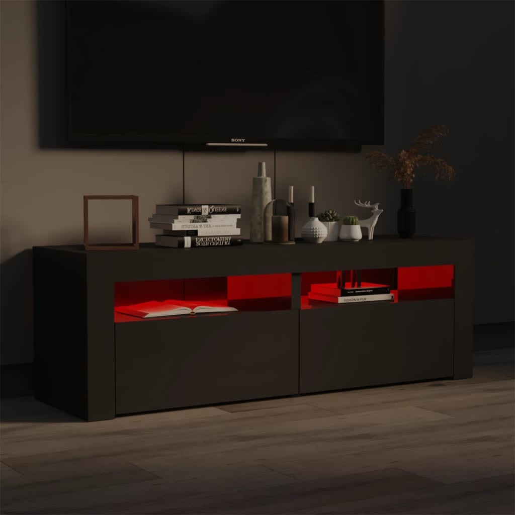 Tv-meubel met LED-verlichting 120x35x40 cm hoogglans grijs