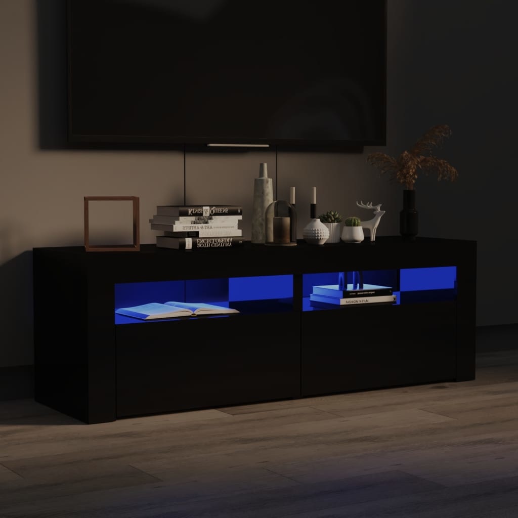 Tv-meubel met LED-verlichting 120x35x40 cm hoogglans zwart