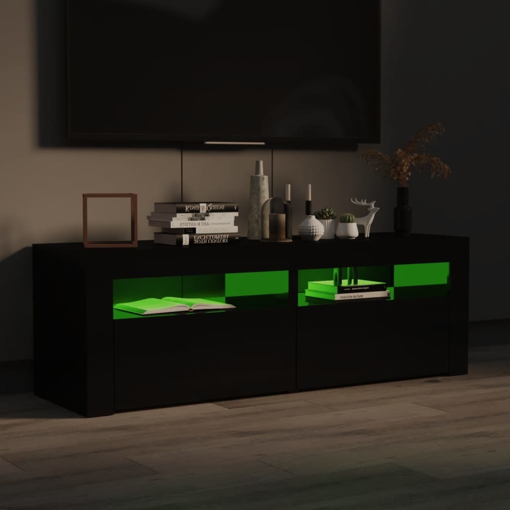 Tv-meubel met LED-verlichting 120x35x40 cm hoogglans zwart