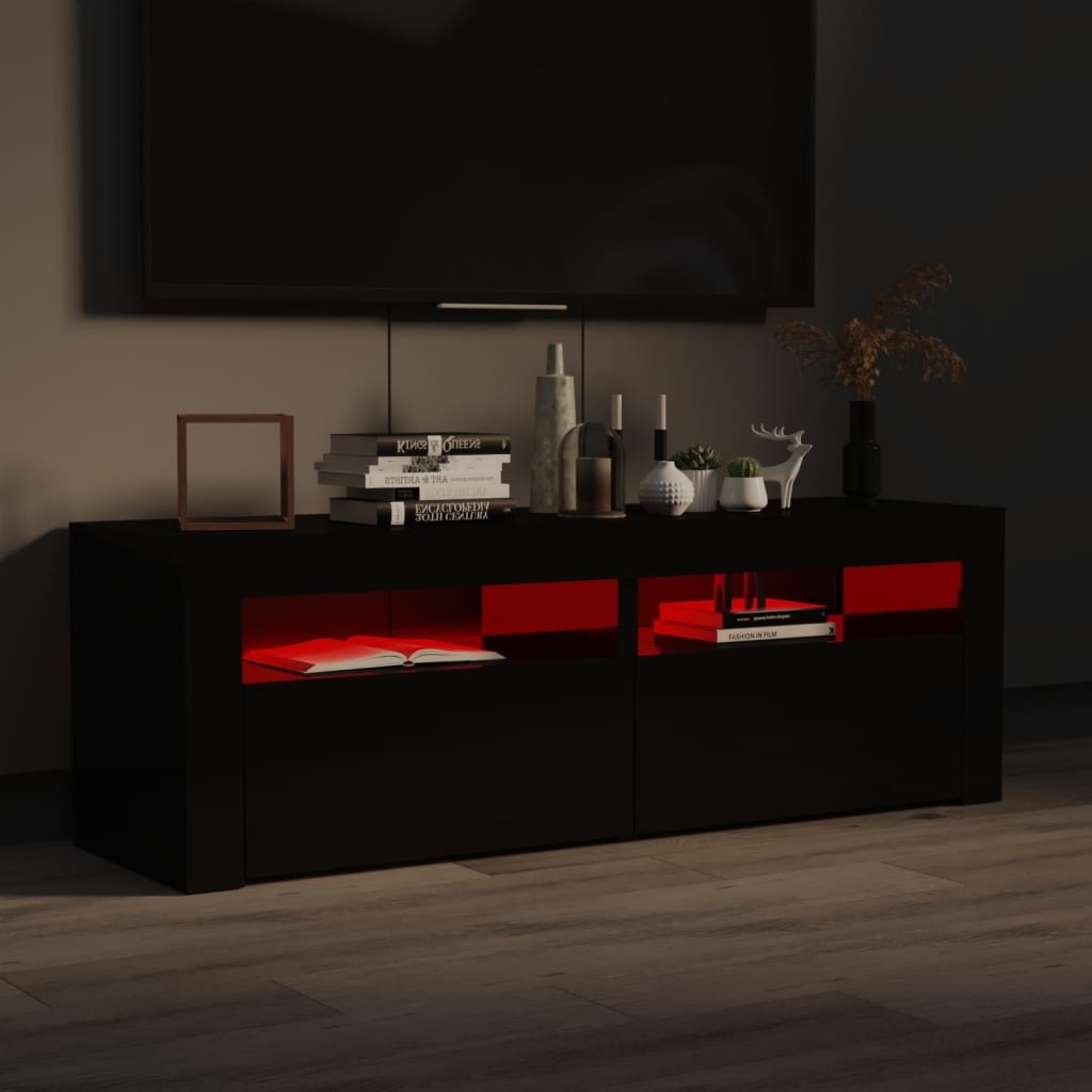Tv-meubel met LED-verlichting 120x35x40 cm hoogglans zwart