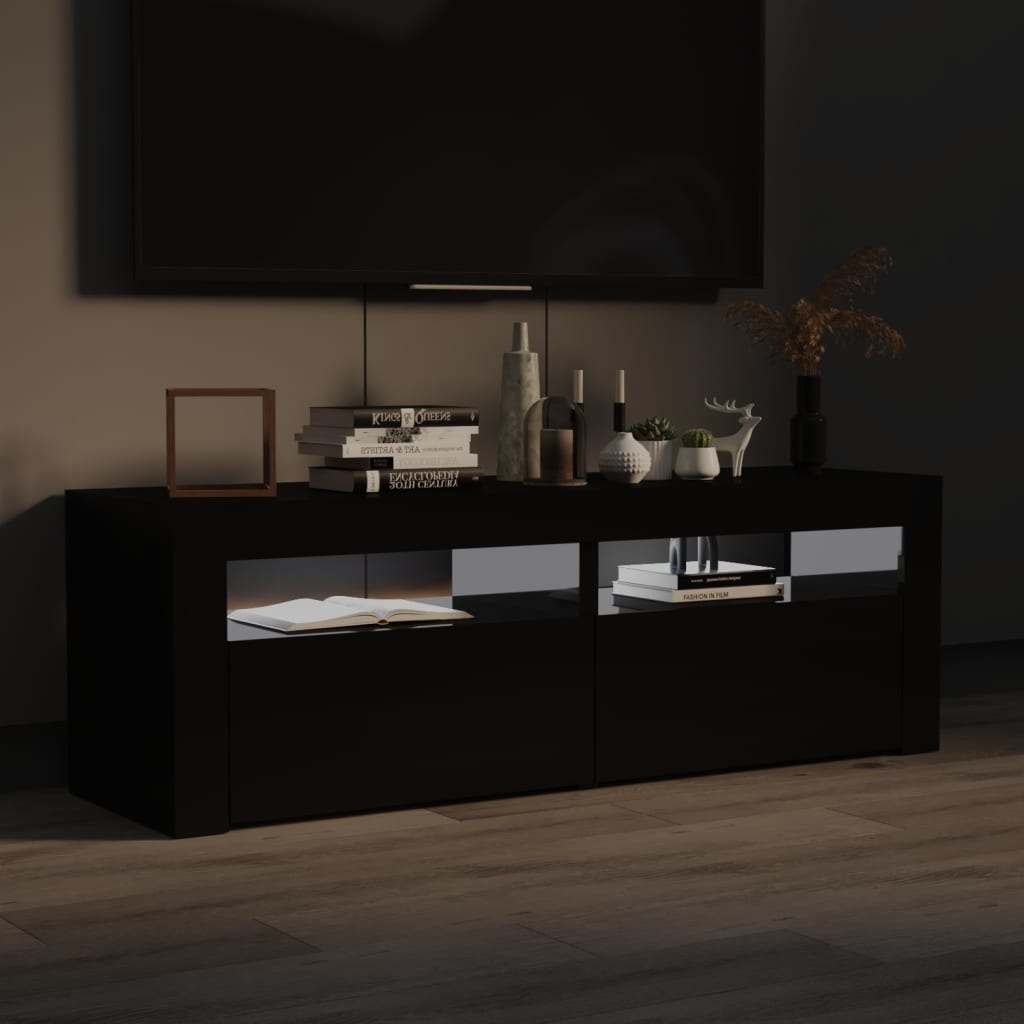 Tv-meubel met LED-verlichting 120x35x40 cm hoogglans zwart