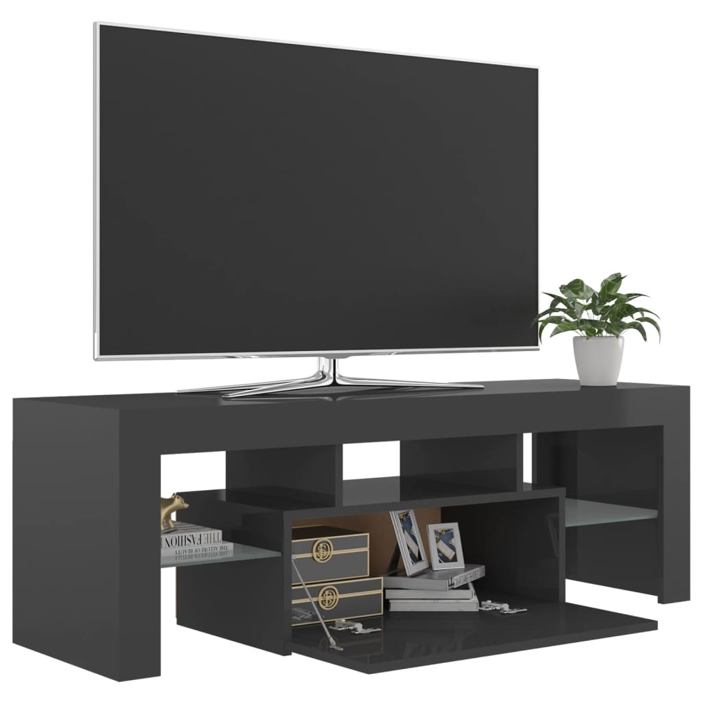 Tv-meubel met LED-verlichting 120x35x40 cm hoogglans grijs