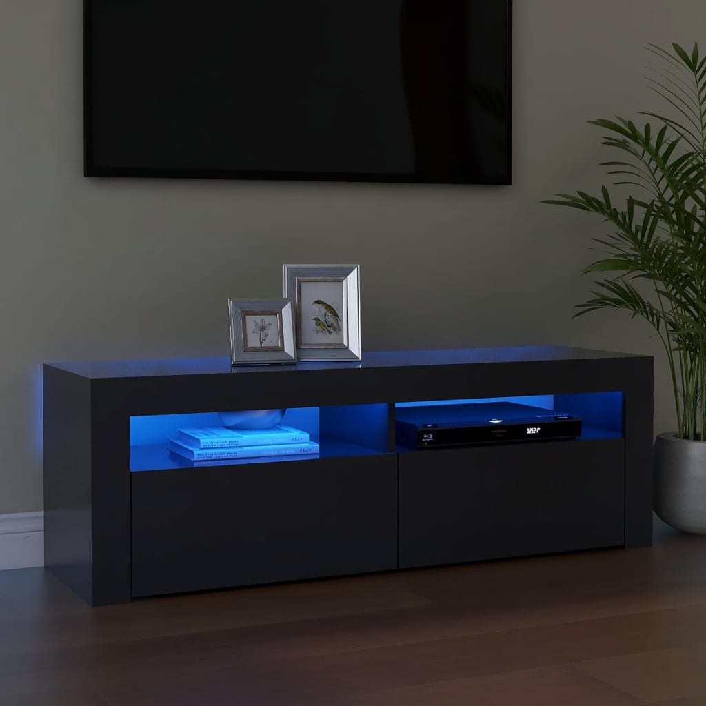 Tv-meubel met LED-verlichting 120x35x40 cm grijs