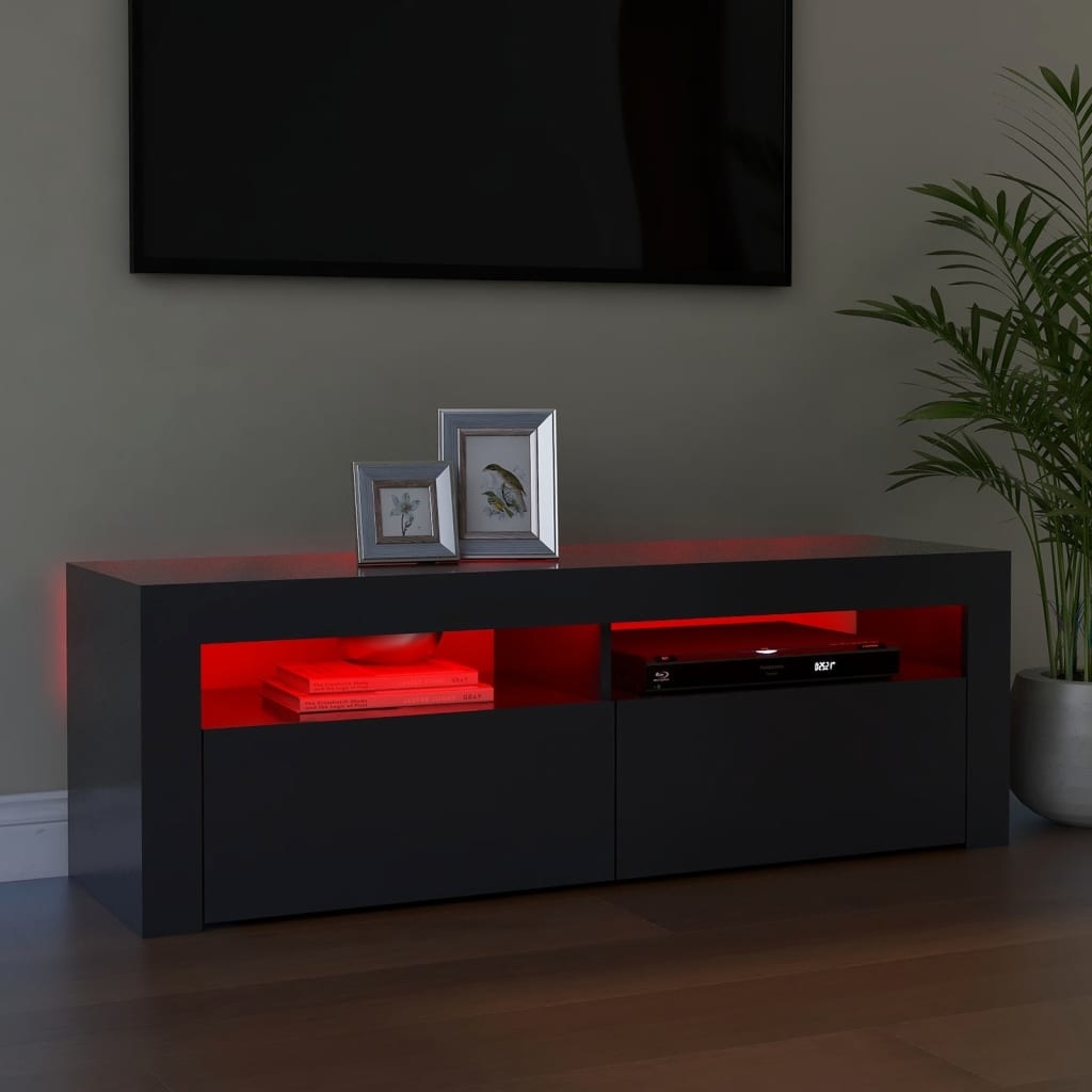Tv-meubel met LED-verlichting 120x35x40 cm grijs