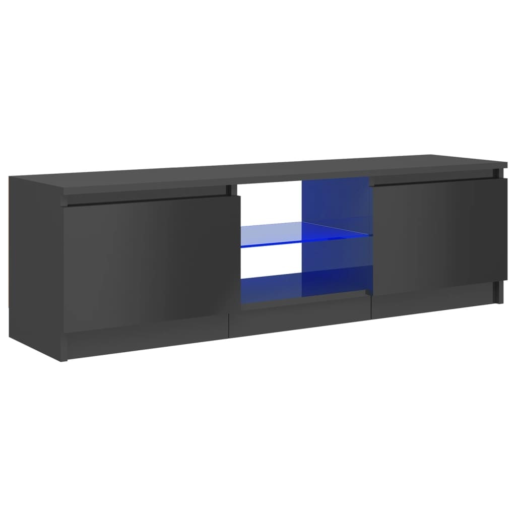 Tv-meubel met LED-verlichting 120x30x35,5 cm hoogglans grijs
