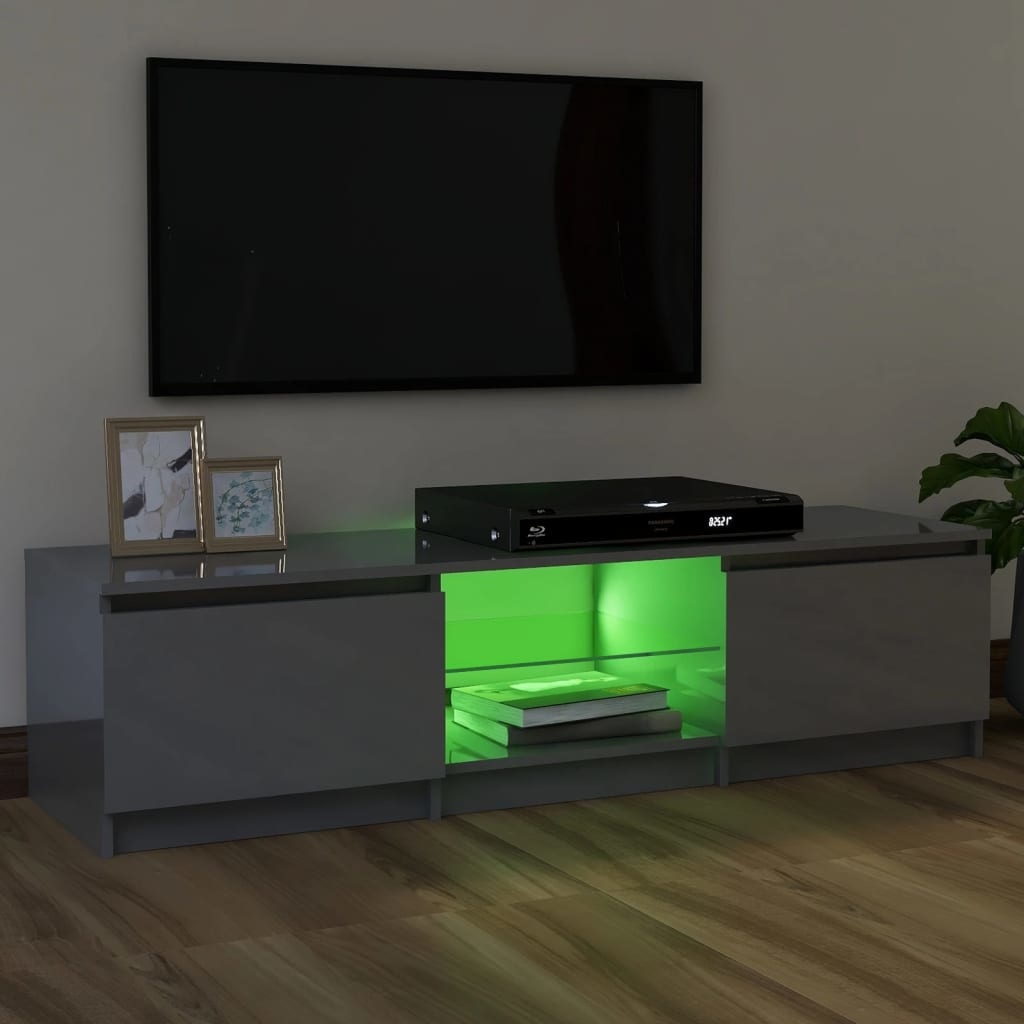 Tv-meubel met LED-verlichting 120x30x35,5 cm hoogglans grijs
