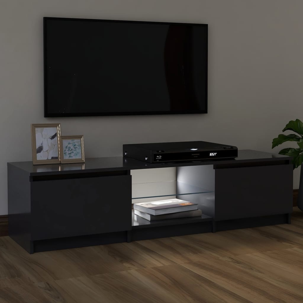 Tv-meubel met LED-verlichting 120x30x35,5 cm grijs