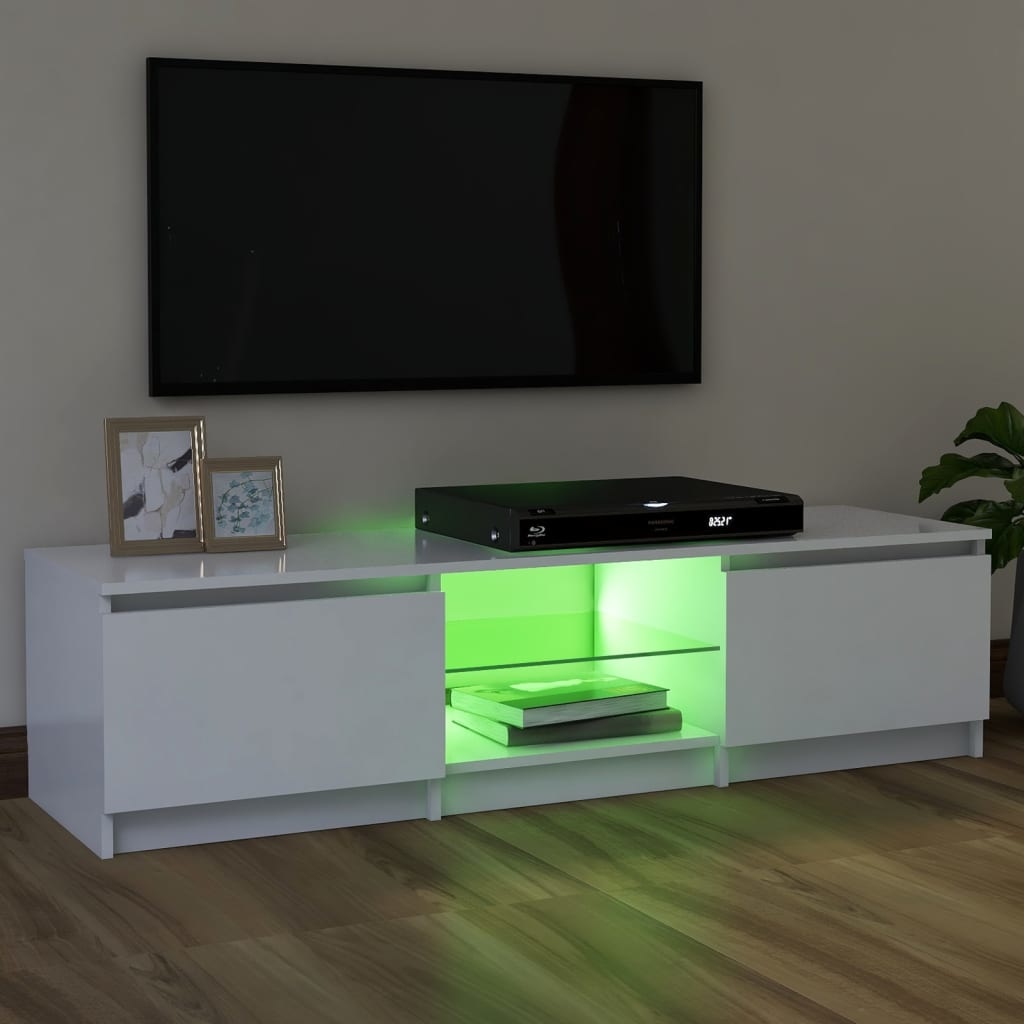 Tv-meubel met LED-verlichting 120x30x35,5 cm wit