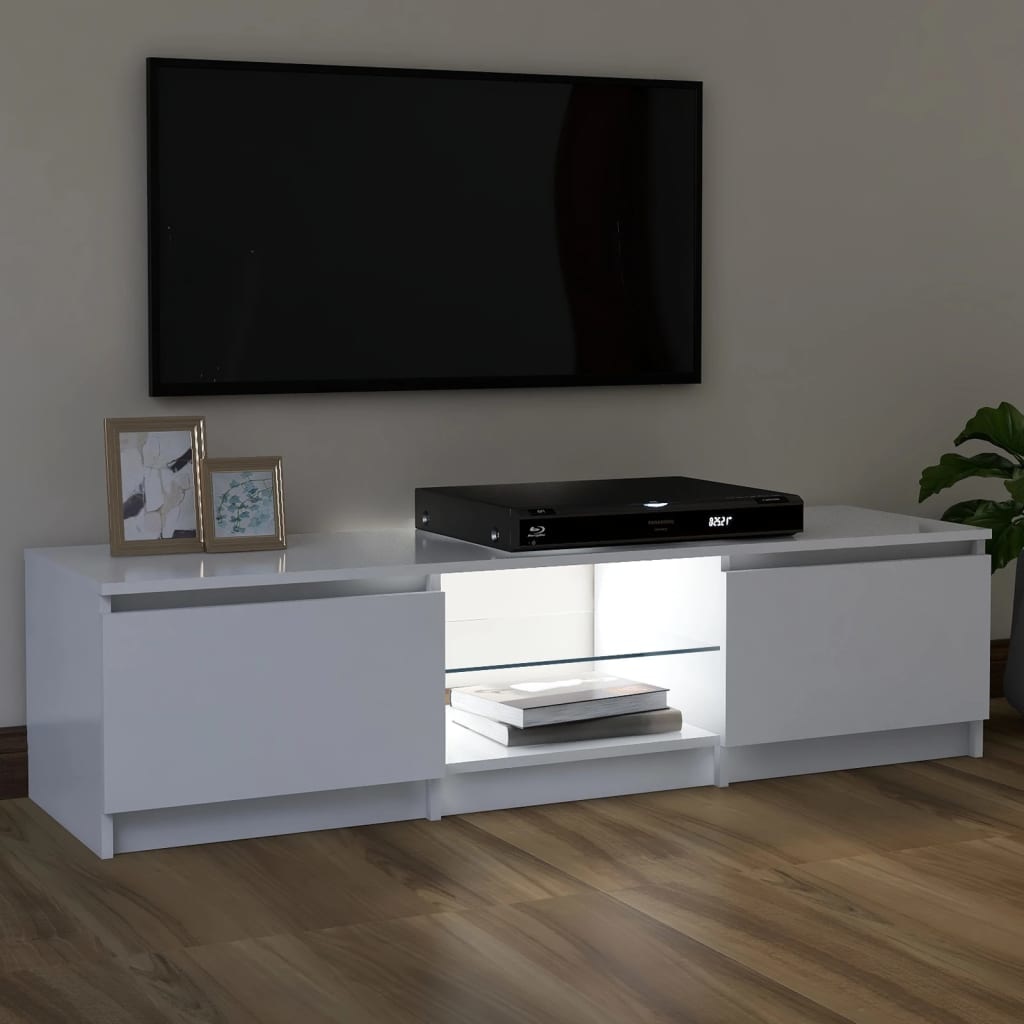 Tv-meubel met LED-verlichting 120x30x35,5 cm wit