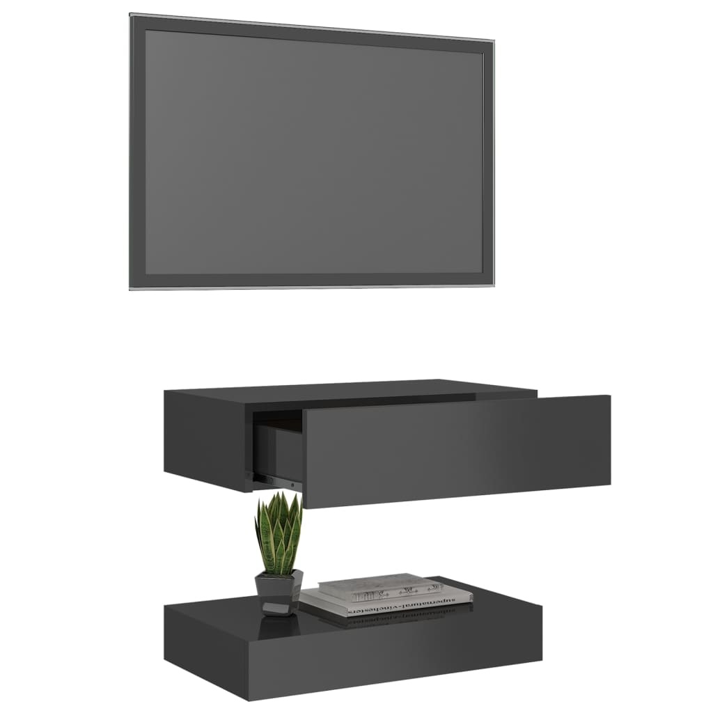Tv-meubel met LED-verlichting 60x35 cm hoogglans grijs