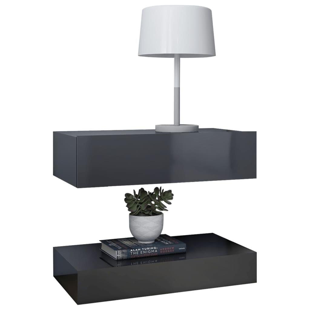 Tv-meubel met LED-verlichting 60x35 cm hoogglans grijs