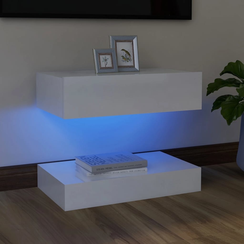 Tv-meubel met LED-verlichting 60x35 cm hoogglans wit
