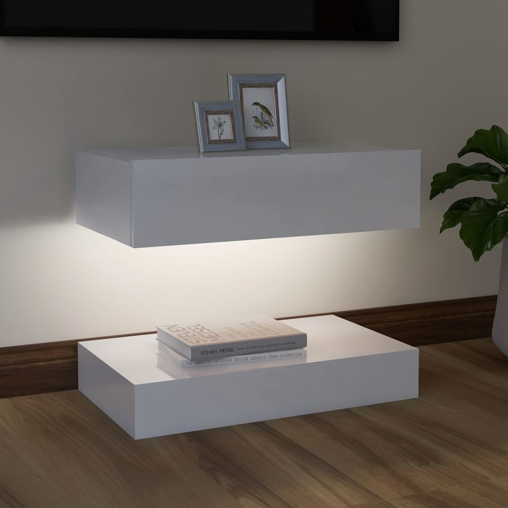 Tv-meubel met LED-verlichting 60x35 cm hoogglans wit