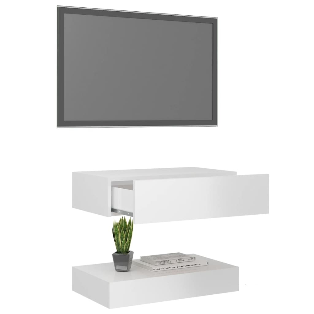 Tv-meubel met LED-verlichting 60x35 cm hoogglans wit