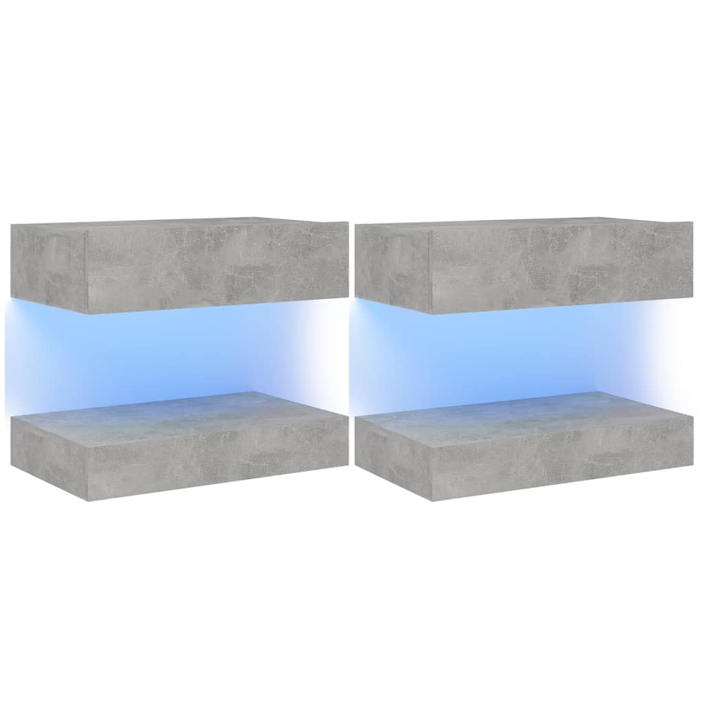 Tv-meubelen 2 st met LED-verlichting 60x35 cm betongrijs